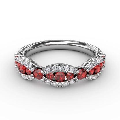 Ruby and  Scalloped Ring