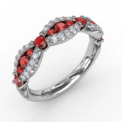 Ruby and  Scalloped Ring