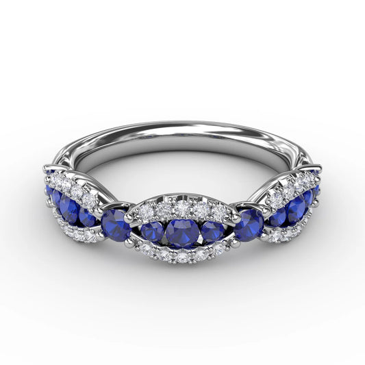 Sapphire and  Scalloped Ring