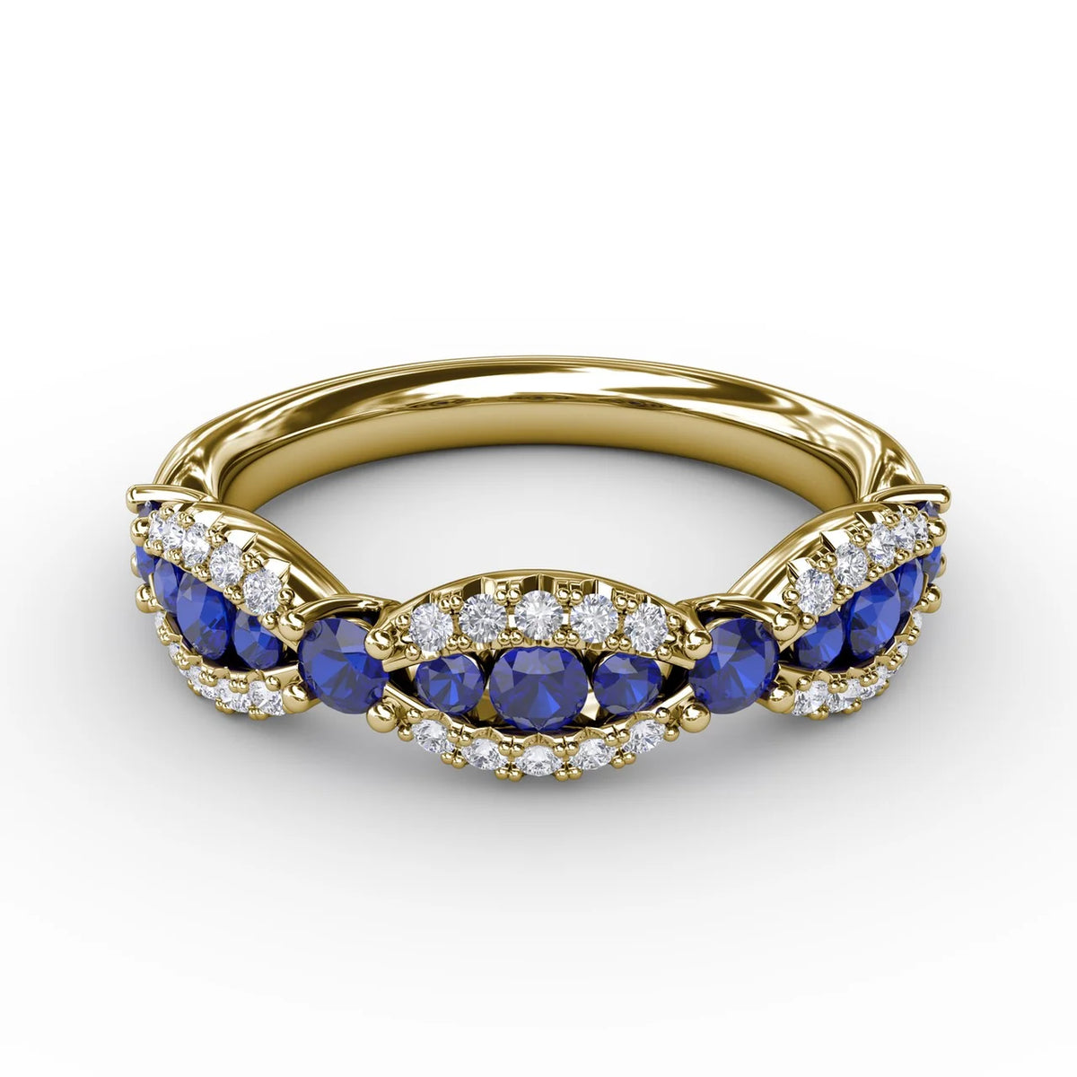 Sapphire and  Scalloped Ring