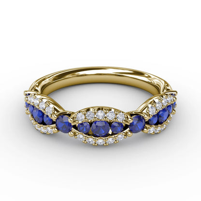 Sapphire and  Scalloped Ring