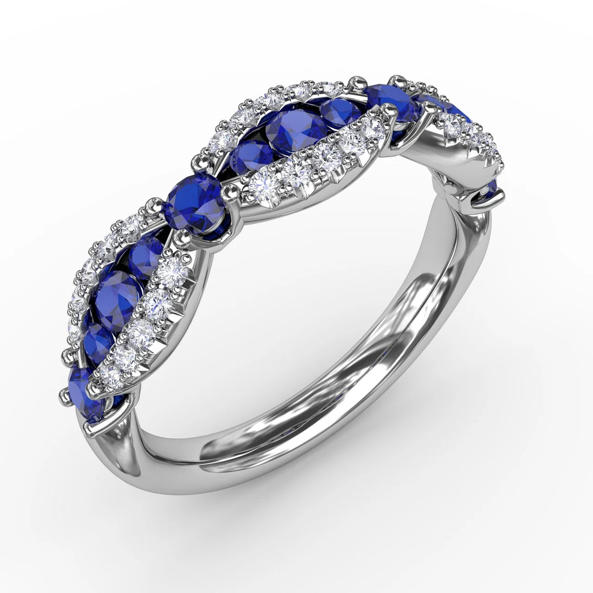 Sapphire and  Scalloped Ring