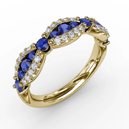 Sapphire and  Scalloped Ring