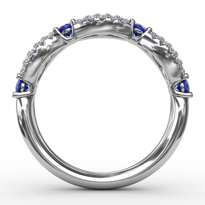 Sapphire and  Scalloped Ring