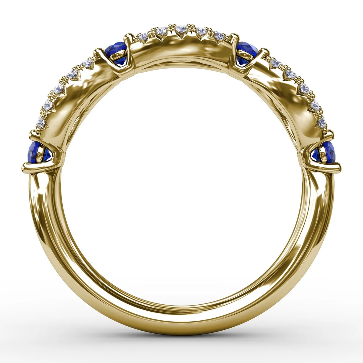 Sapphire and  Scalloped Ring