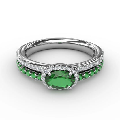 Double Row Oval Emerald and  Ring