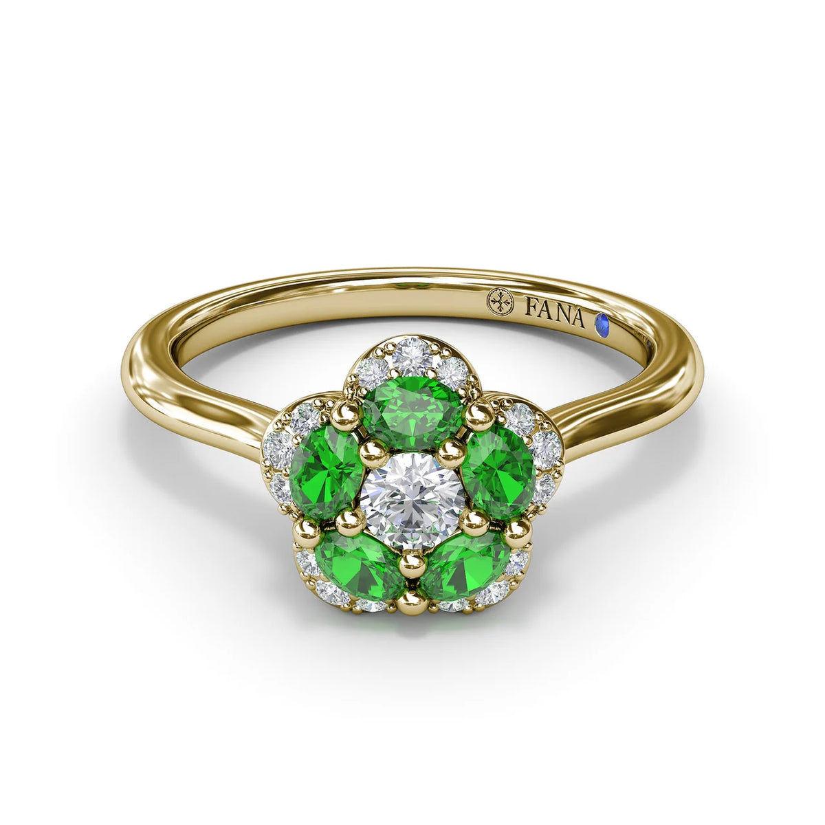 Floral Emerald and  Ring