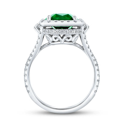 Uneek Precious Collection Halo Elongated Cushion Cut Green Tourmaline Fashion Ring