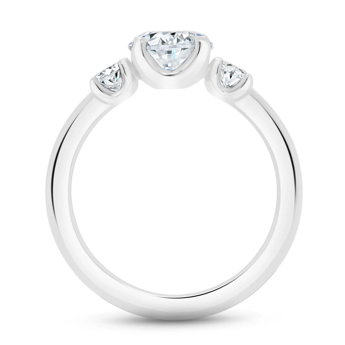 Uneek Alexandria Collection Three-Stone Oval Shaped Engagement Ring