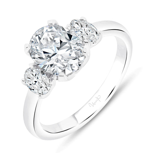 Uneek Alexandria Collection Three-Stone Oval Shaped Engagement Ring