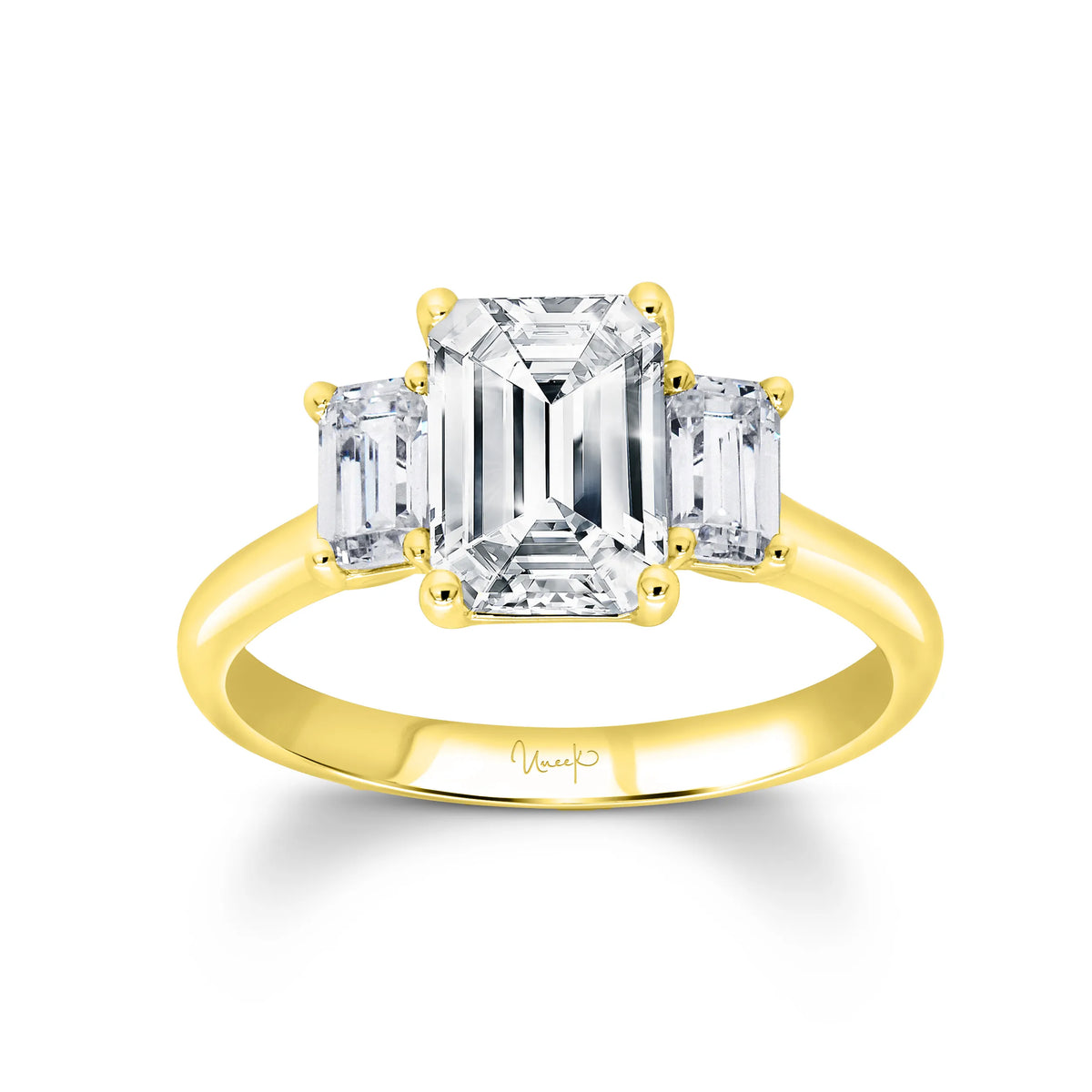 Uneek Alexandria Collection Three-Stone Engagement Ring