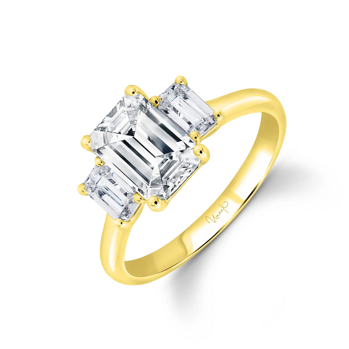 Uneek Alexandria Collection Three-Stone Engagement Ring