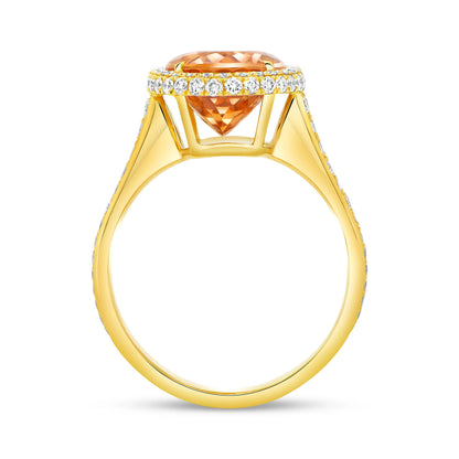 Uneek Precious Collection Halo Oval Shaped Topaz Engagement Ring