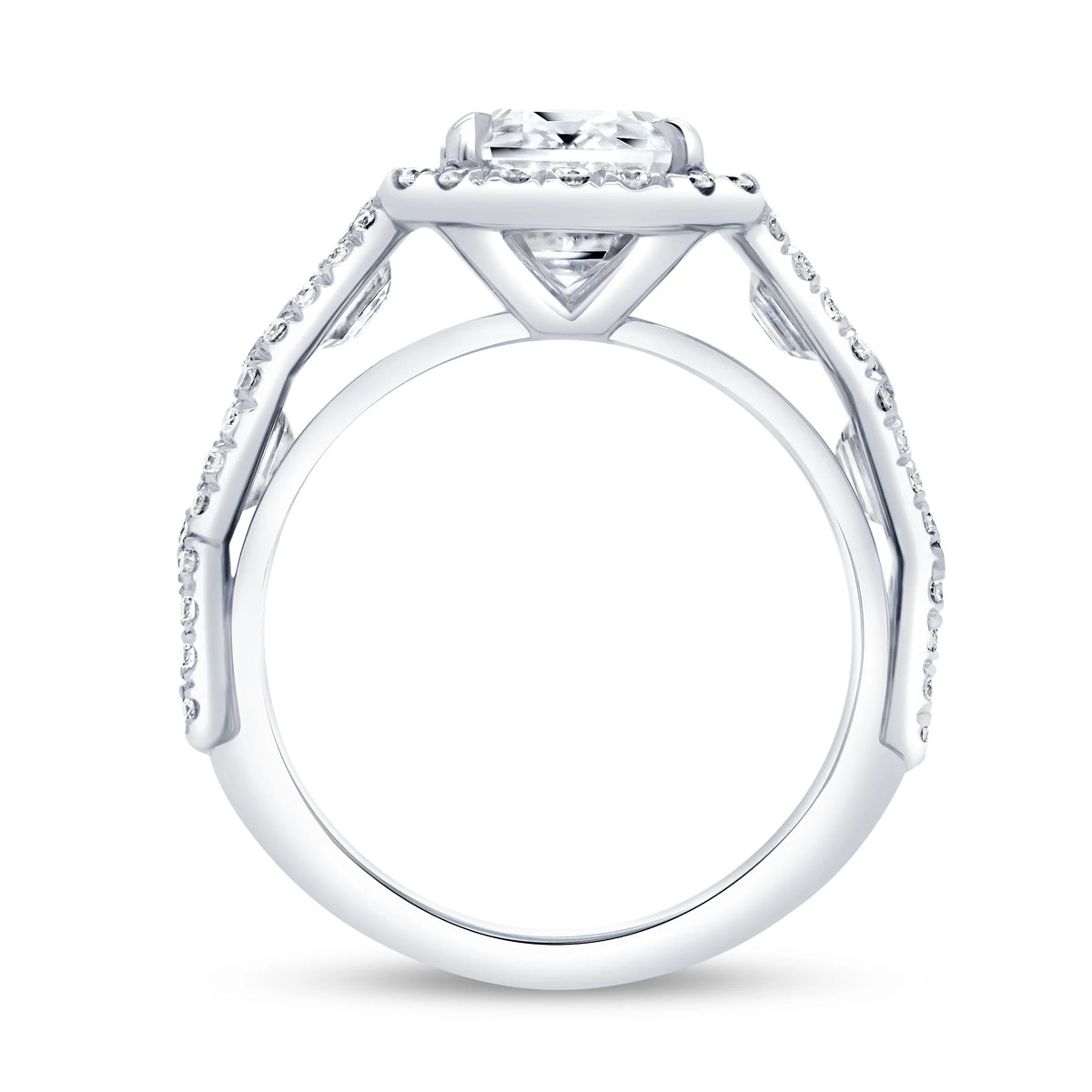 Uneek Signature Collection Halo Emerald Cut Diamond Engagement Ring