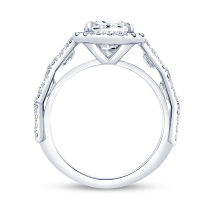 Uneek Signature Collection Halo Emerald Cut Diamond Engagement Ring
