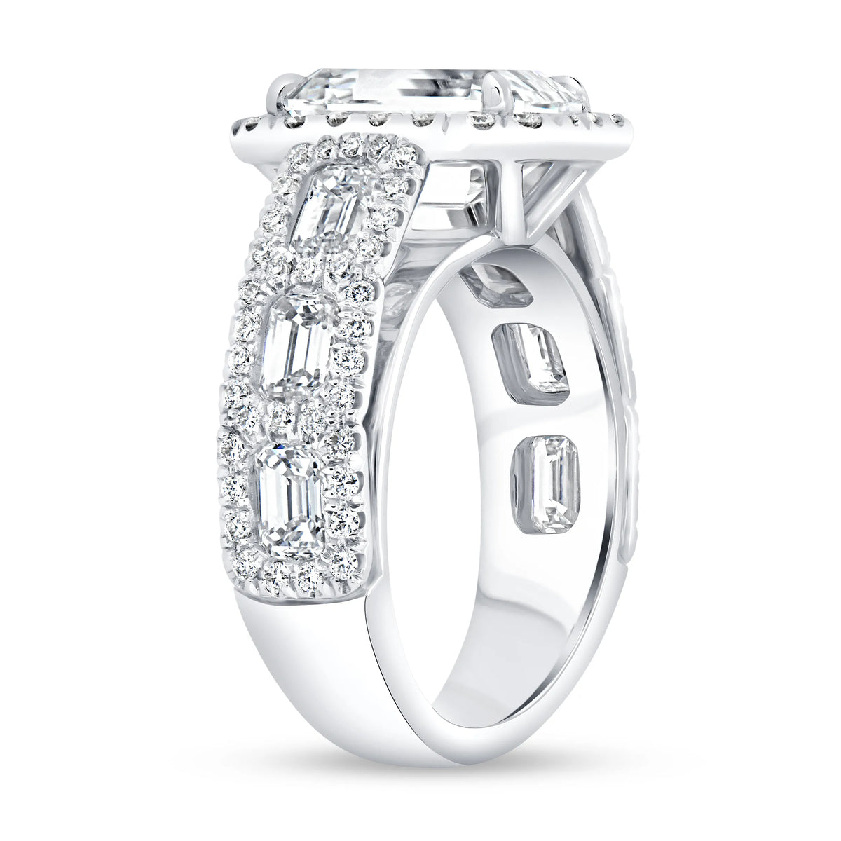 Uneek Signature Collection Halo Emerald Cut Diamond Engagement Ring