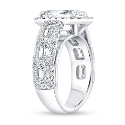 Uneek Signature Collection Halo Emerald Cut Diamond Engagement Ring