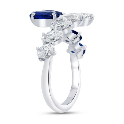 Uneek Precious Collection Bypass Oval Shaped Blue Sapphire Fashion Ring