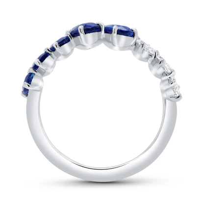 Uneek Precious Collection Bypass Oval Shaped Blue Sapphire Fashion Ring