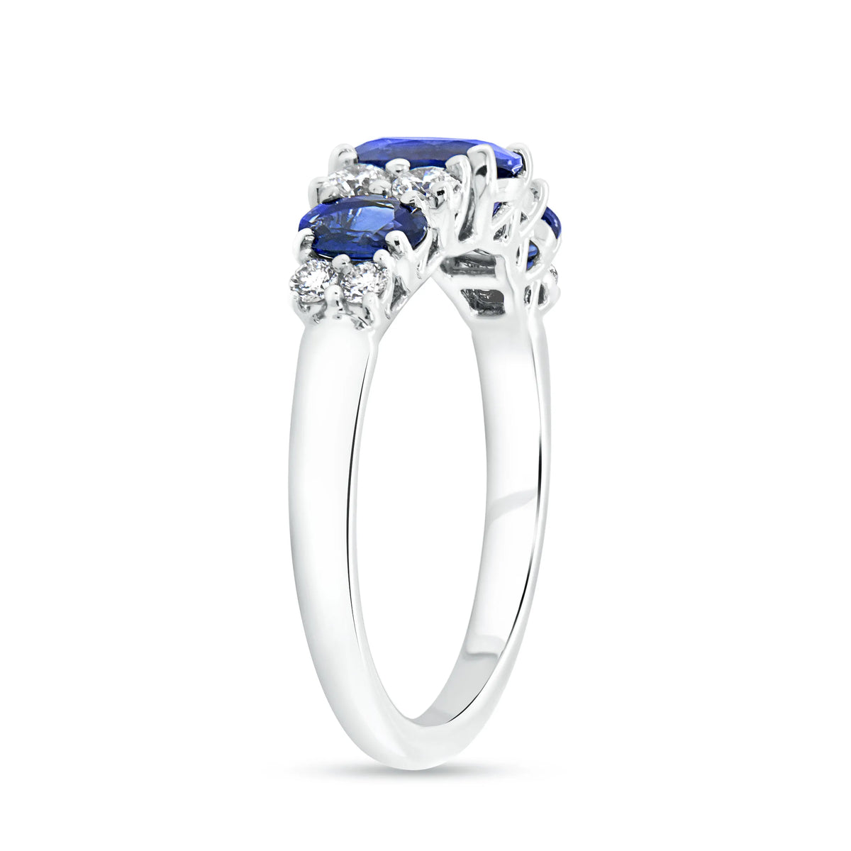 Uneek Precious Collection 1-Row Oval Shaped Blue Sapphire Anniversary Ring