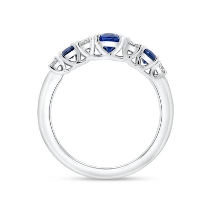 Uneek Precious Collection 1-Row Oval Shaped Blue Sapphire Anniversary Ring