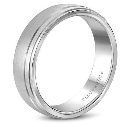 6.50mm Bleu Royale Wedding Band in White Gold