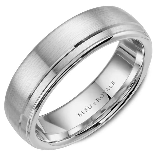 6.50mm Bleu Royale Wedding Band in White Gold