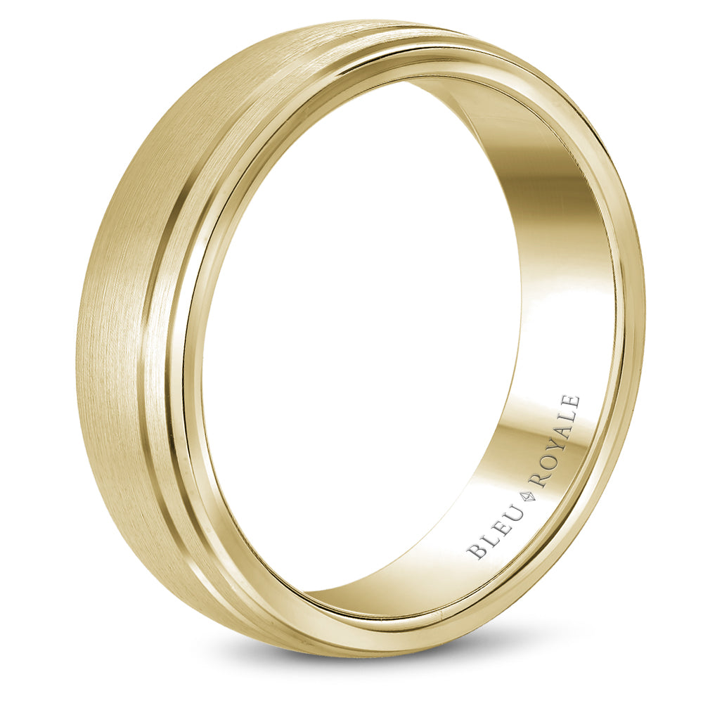 6.50mm Bleu Royale Wedding Band in Yellow Gold
