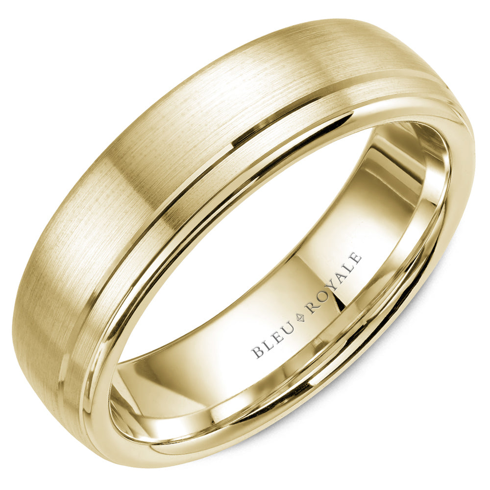 6.50mm Bleu Royale Wedding Band in Yellow Gold