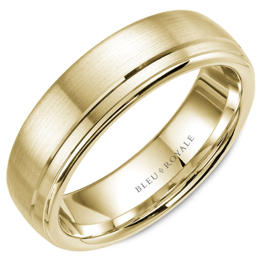 6.50mm Bleu Royale Wedding Band in Yellow Gold