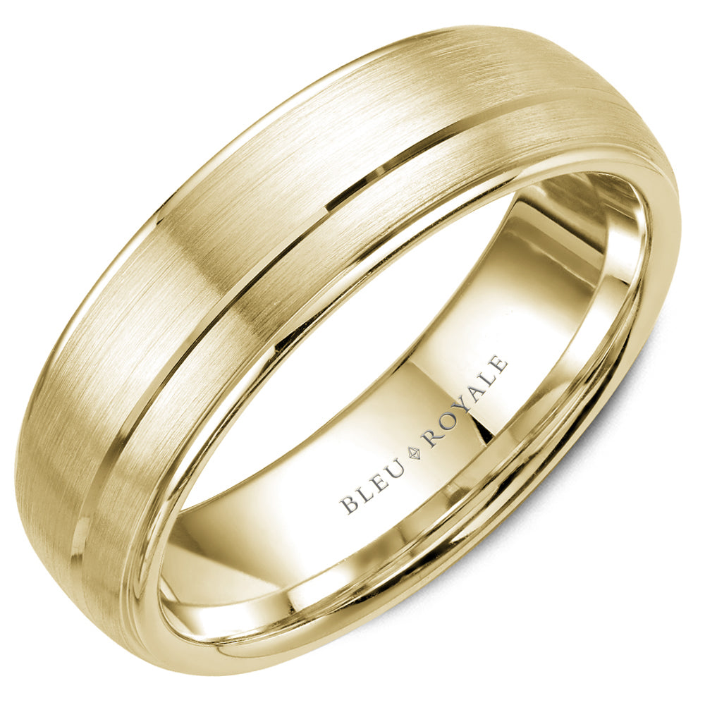 6.00mm Bleu Royale Wedding Band in Yellow Gold