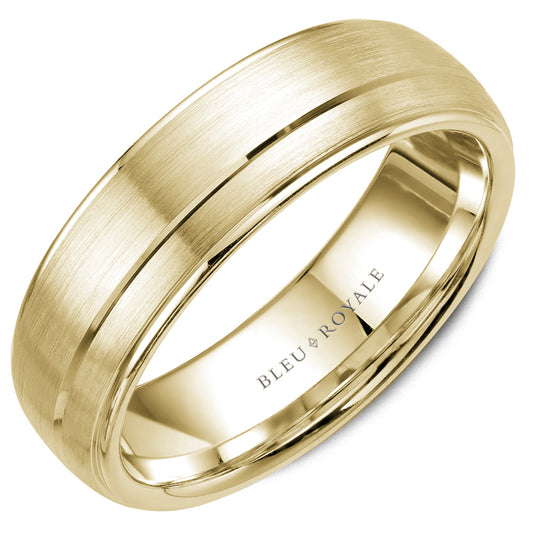 6.00mm Bleu Royale Wedding Band in Yellow Gold