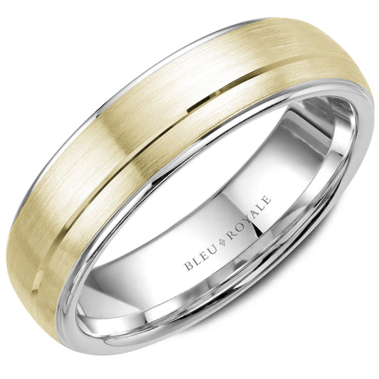 5.50mm Bleu Royale Wedding Band in Y&W Gold