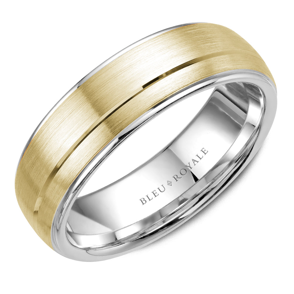 6.00mm Bleu Royale Wedding Band in Y&W Gold