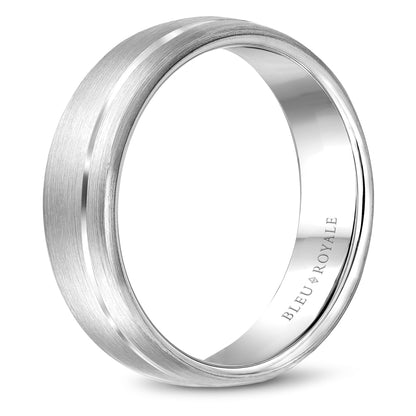 6.50mm Bleu Royale Wedding Band in White Gold