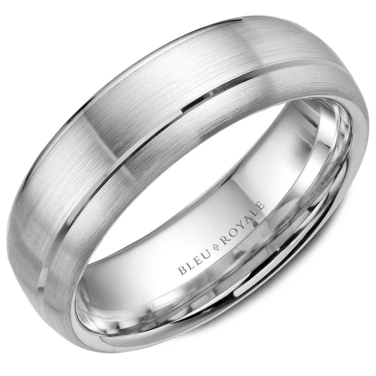 6.50mm Bleu Royale Wedding Band in White Gold