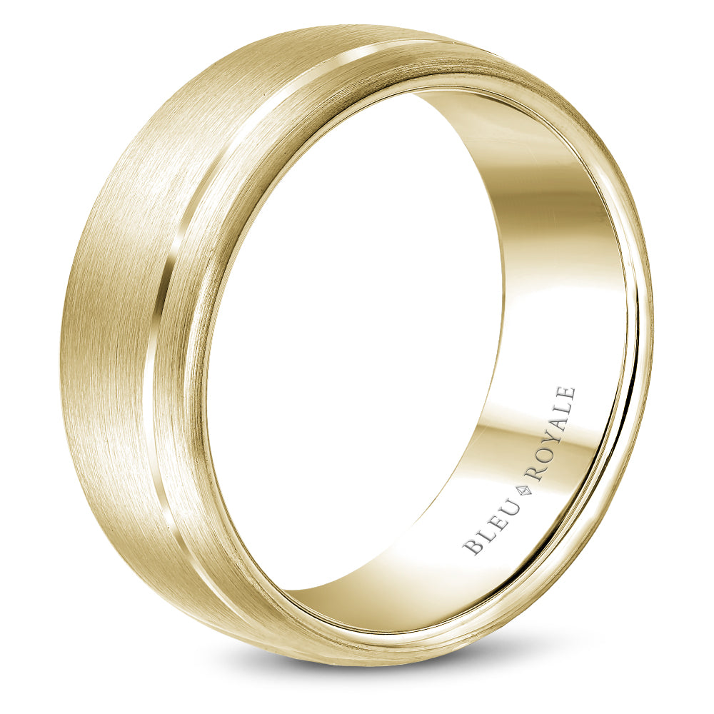 8.50mm Bleu Royale Wedding Band in Yellow Gold