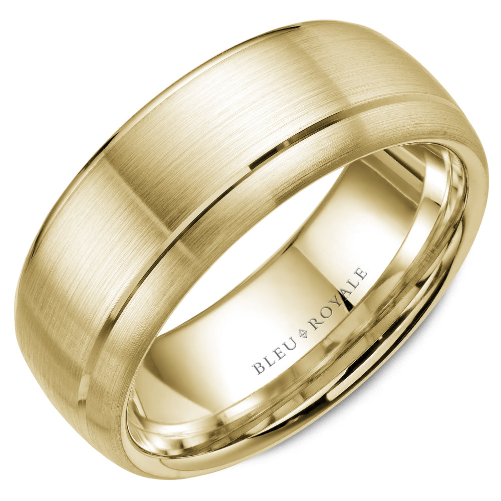 8.50mm Bleu Royale Wedding Band in Yellow Gold