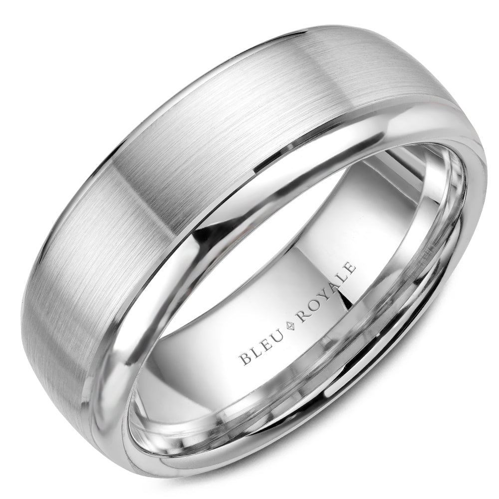 7.50mm Bleu Royale Wedding Band in White Gold
