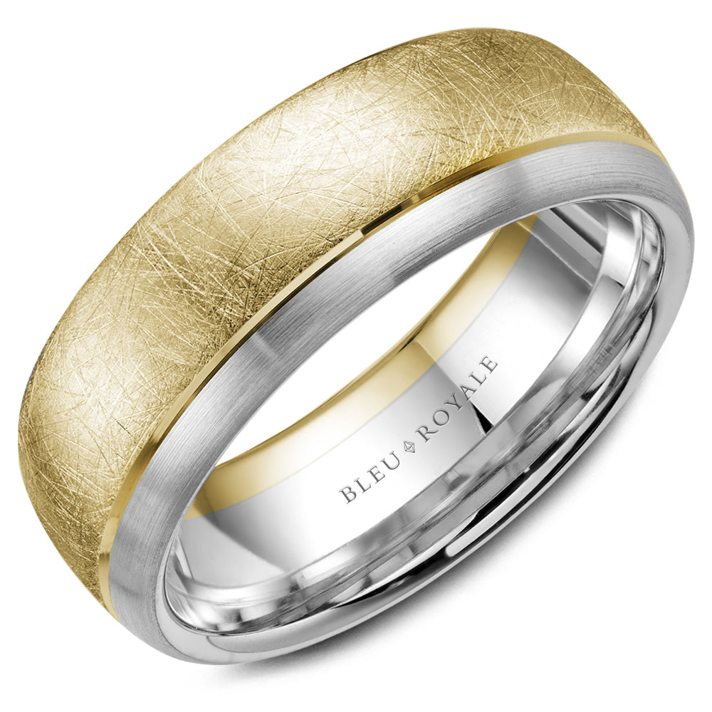 7.50mm Bleu Royale Wedding Band in Y&W Gold