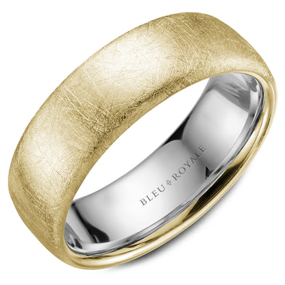 7.50mm Bleu Royale Wedding Band in Y&W Gold