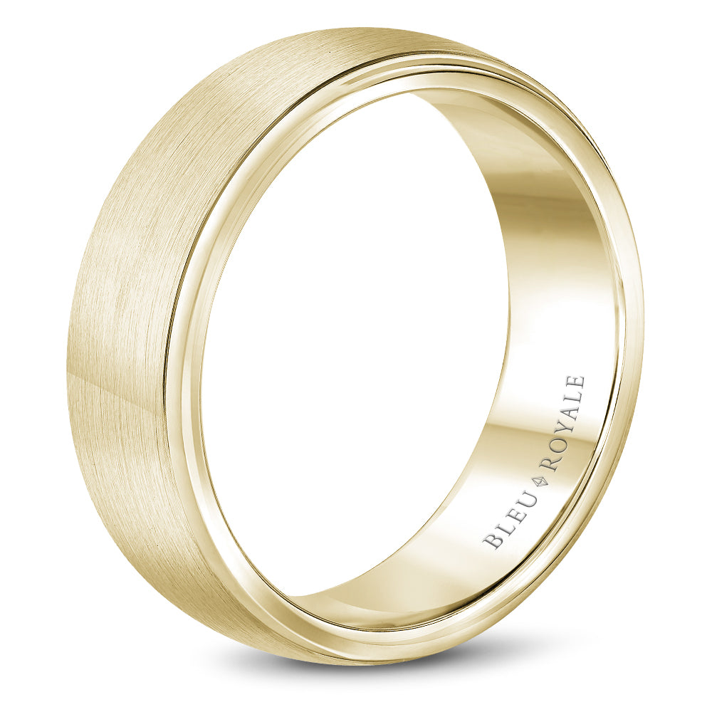 7.00mm Bleu Royale Wedding Band in Yellow Gold