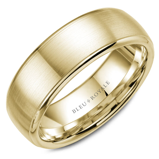 7.00mm Bleu Royale Wedding Band in Yellow Gold
