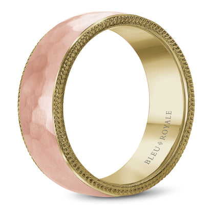 8.50mm Bleu Royale Wedding Band in r&y Gold