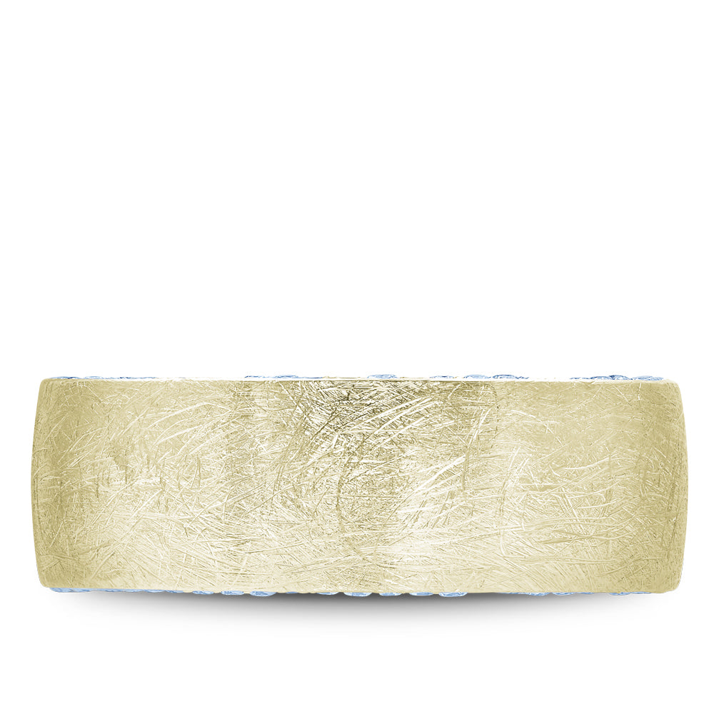 8.00mm Bleu Royale Wedding Band in Yellow Gold With 110 RD, TCW 0.68ct