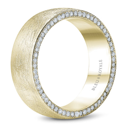 8.00mm Bleu Royale Wedding Band in Yellow Gold With 110 RD, TCW 0.68ct