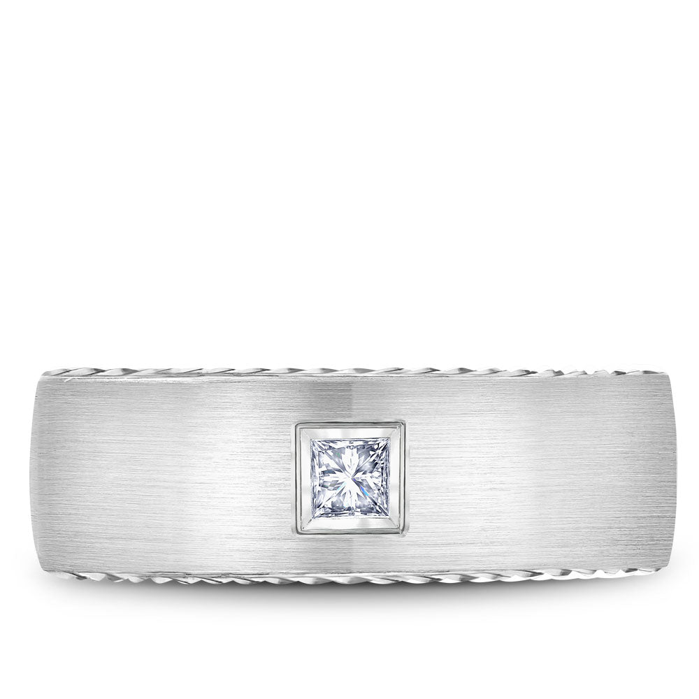 8.00mm Bleu Royale Wedding Band in White Gold With 1 PR, TCW 0.15ct