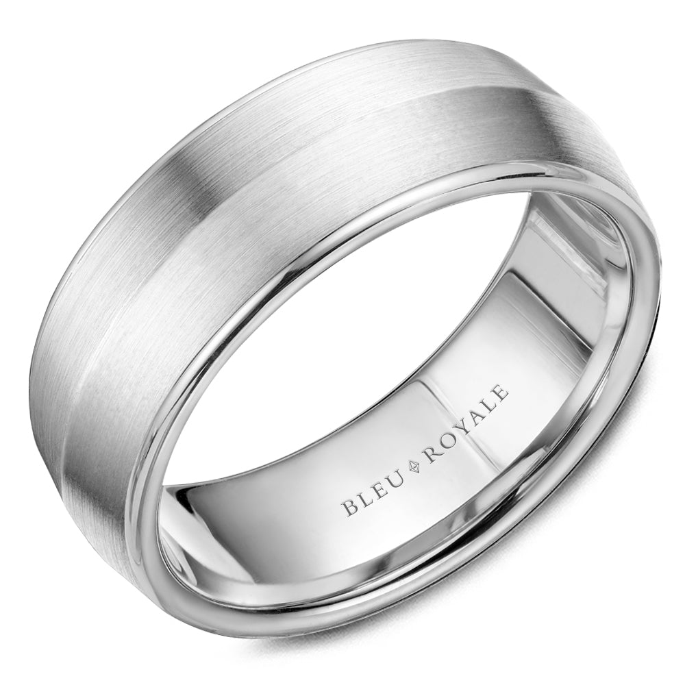 8.00mm Bleu Royale Wedding Band in White Gold