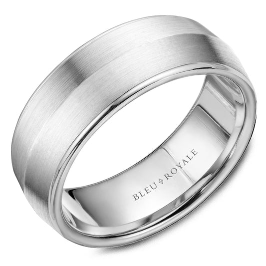 8.00mm Bleu Royale Wedding Band in White Gold