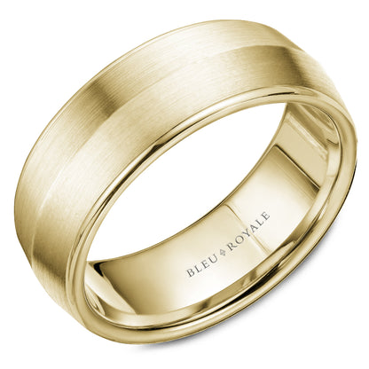 8.00mm Bleu Royale Wedding Band in Yellow Gold